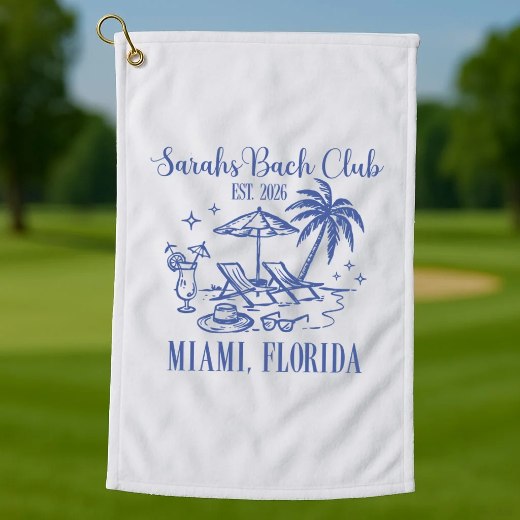 Custom Name Bach Club Personalized Bachelorette Golf Towel - Front 1