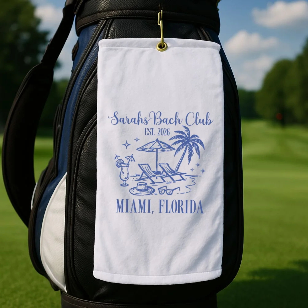 Custom Name Bach Club Personalized Bachelorette Golf Towel - Front 2