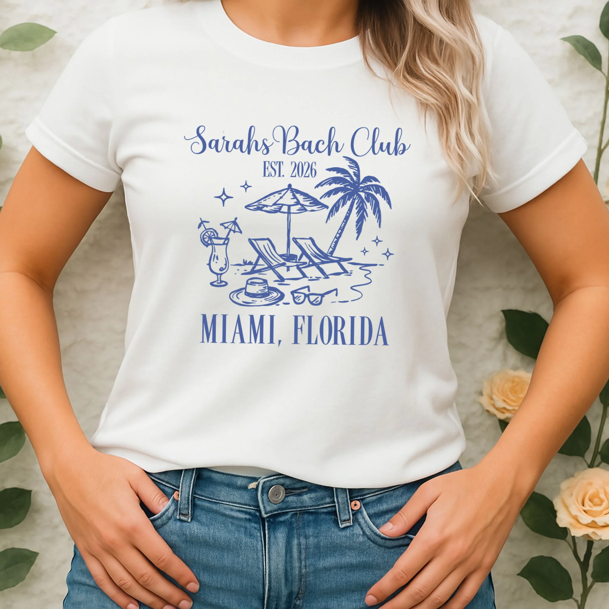 Custom Name Bach Club Personalized Bachelorette Women's T-Shirt - Front 1
