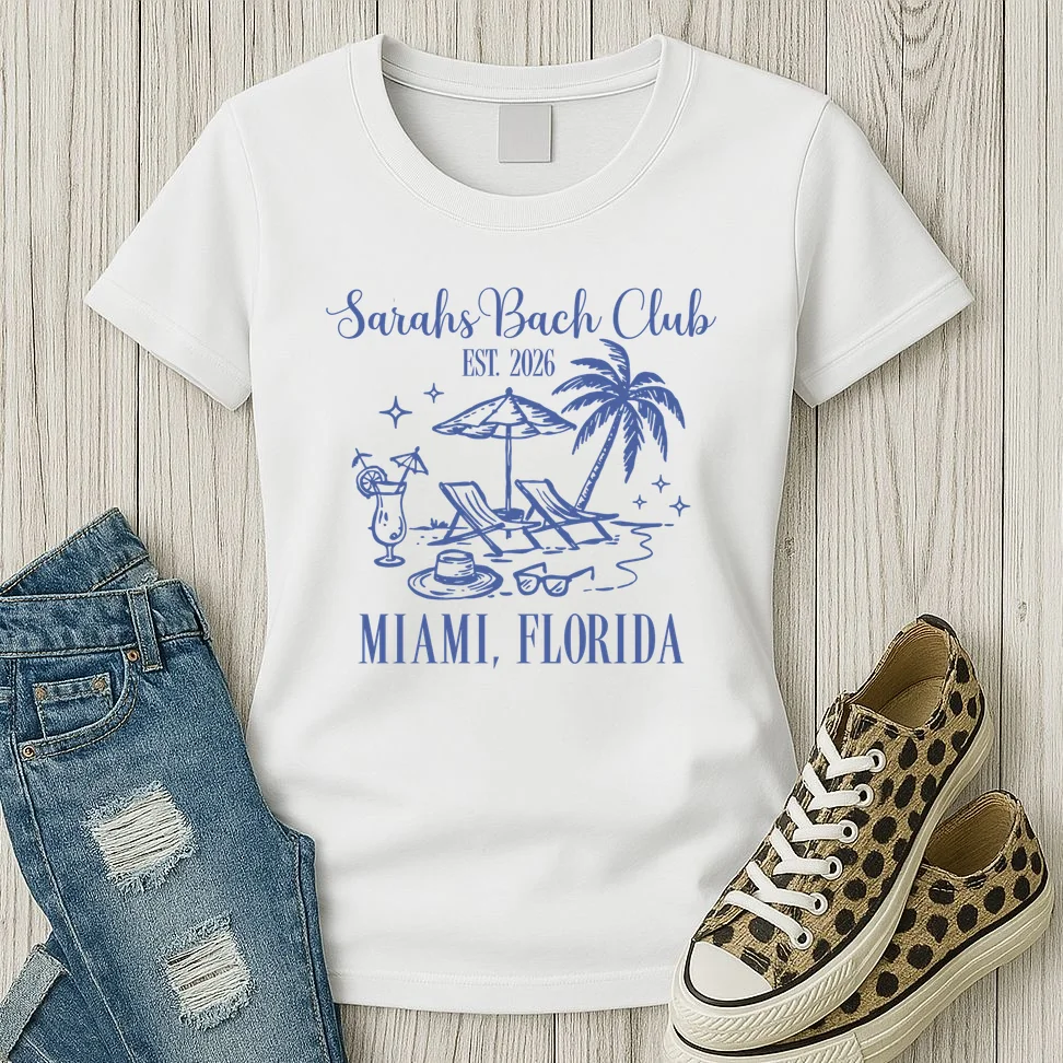 Custom Name Bach Club Personalized Bachelorette Women's T-Shirt - Front 2