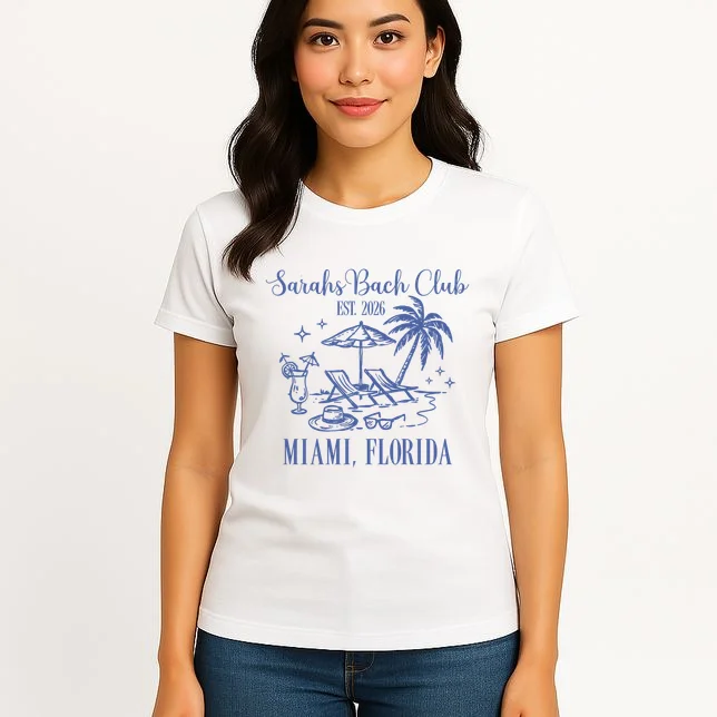 Custom Name Bach Club Personalized Bachelorette Women's T-Shirt - Front 3