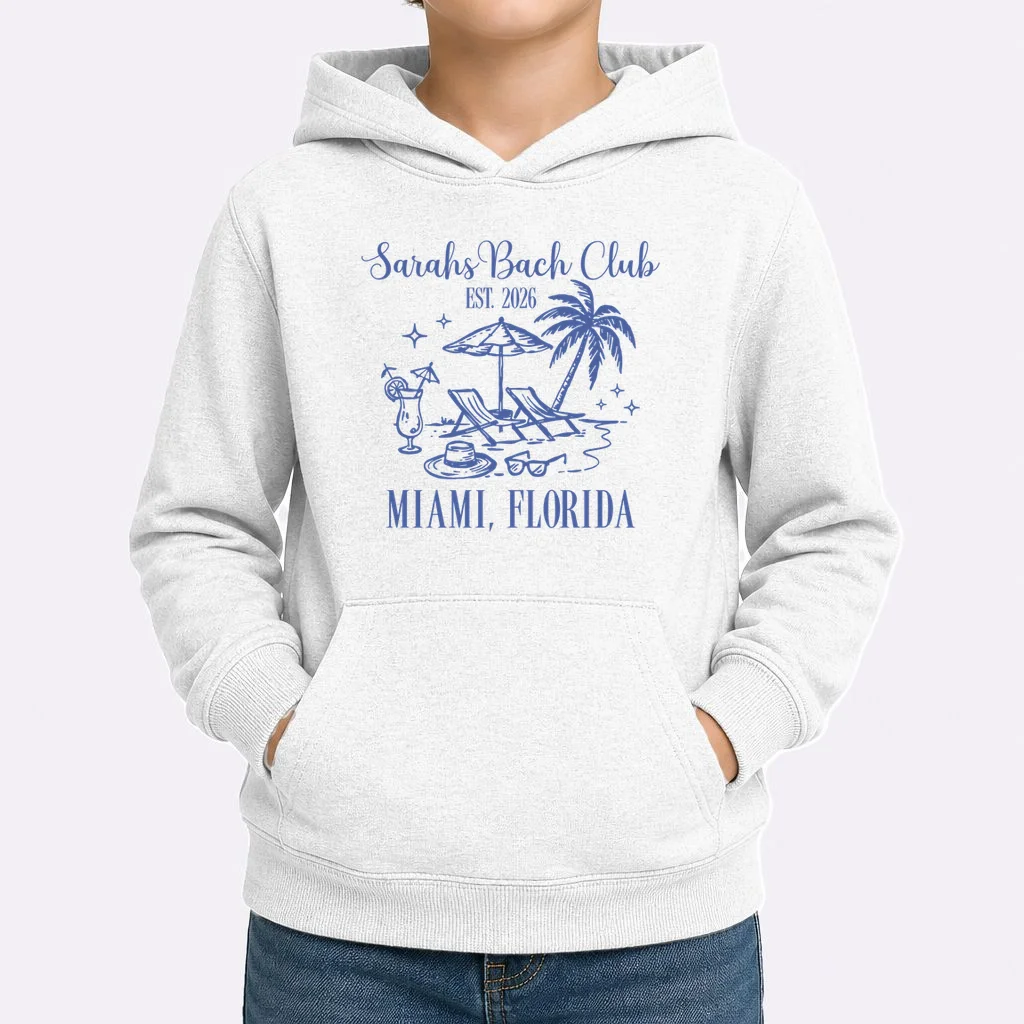 Custom Name Bach Club Personalized Bachelorette Kids Hoodie - Front 1