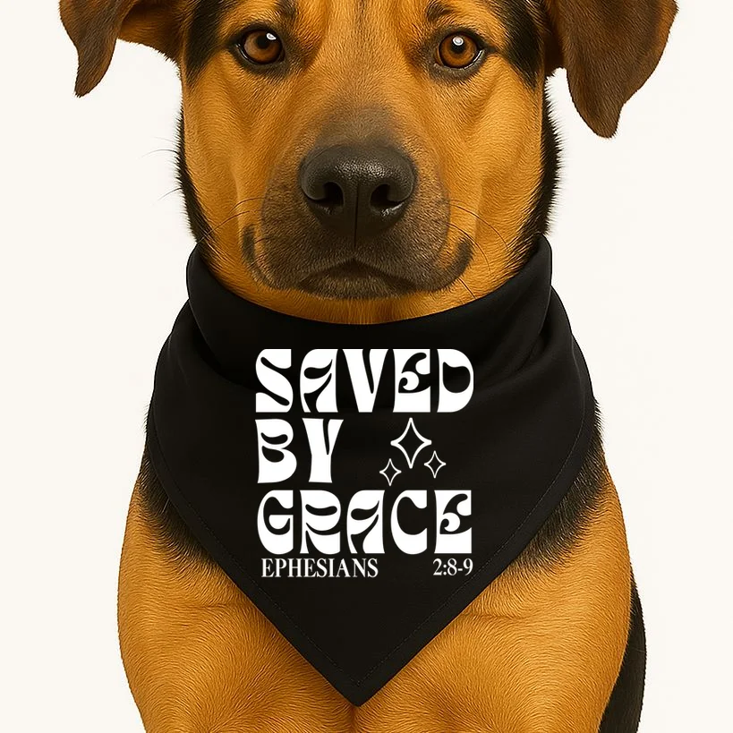 Saved By Grace Cute Custom Verses Bible Book Chapter Verses Dog Bandana - Front 1