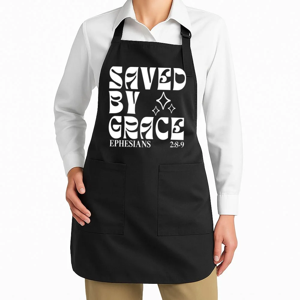 Saved By Grace Cute Custom Verses Bible Book Chapter Verses Apron - Front 1