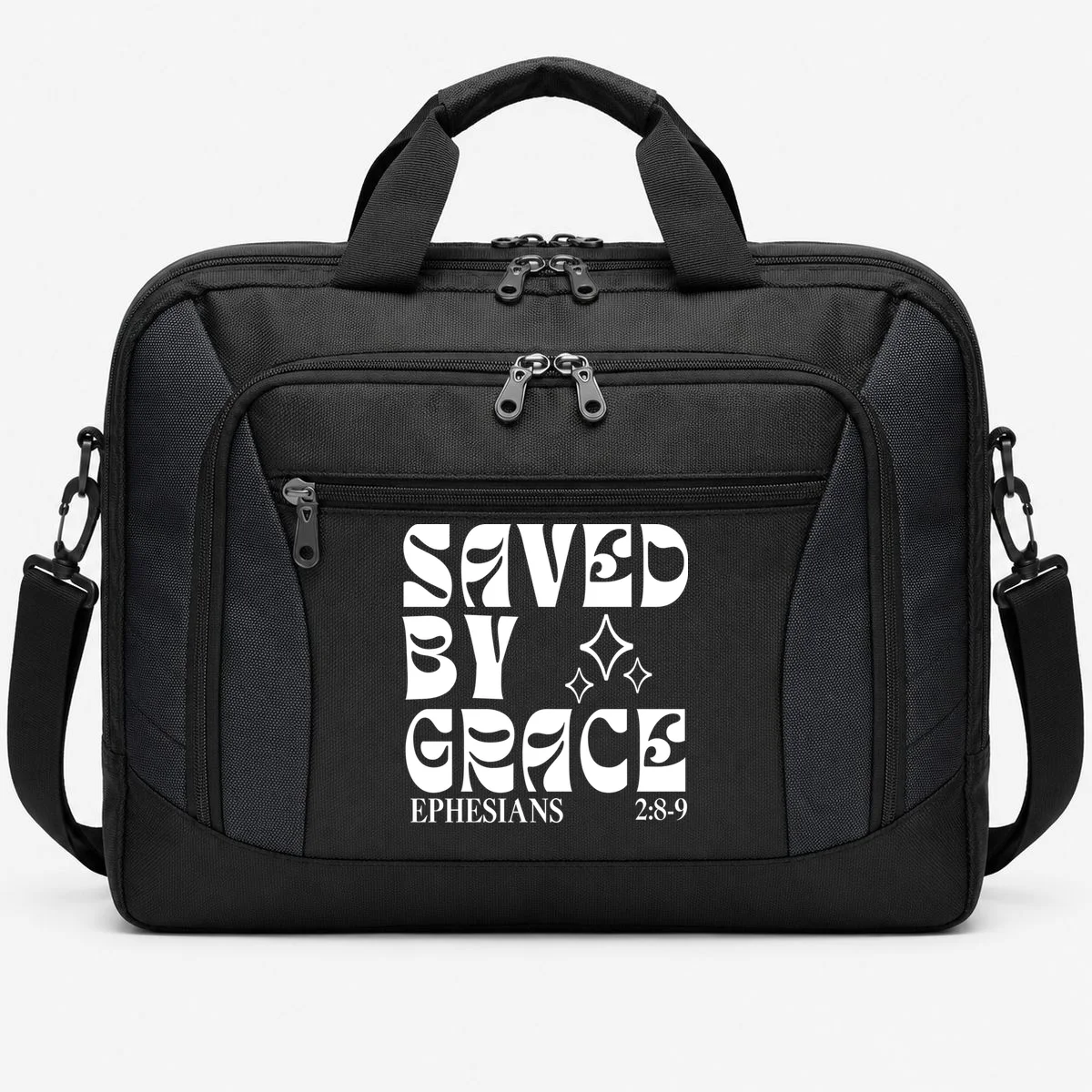 Saved By Grace Cute Custom Verses Bible Book Chapter Verses Briefcase Front