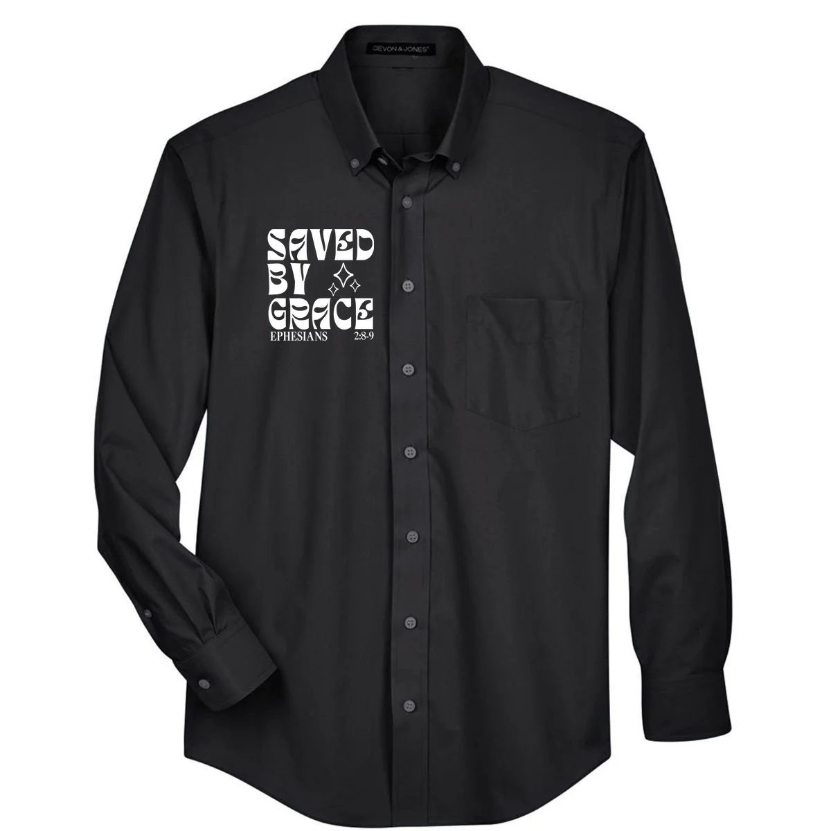 Saved By Grace Cute Custom Verses Bible Book Chapter Verses Men's Button Up - Front