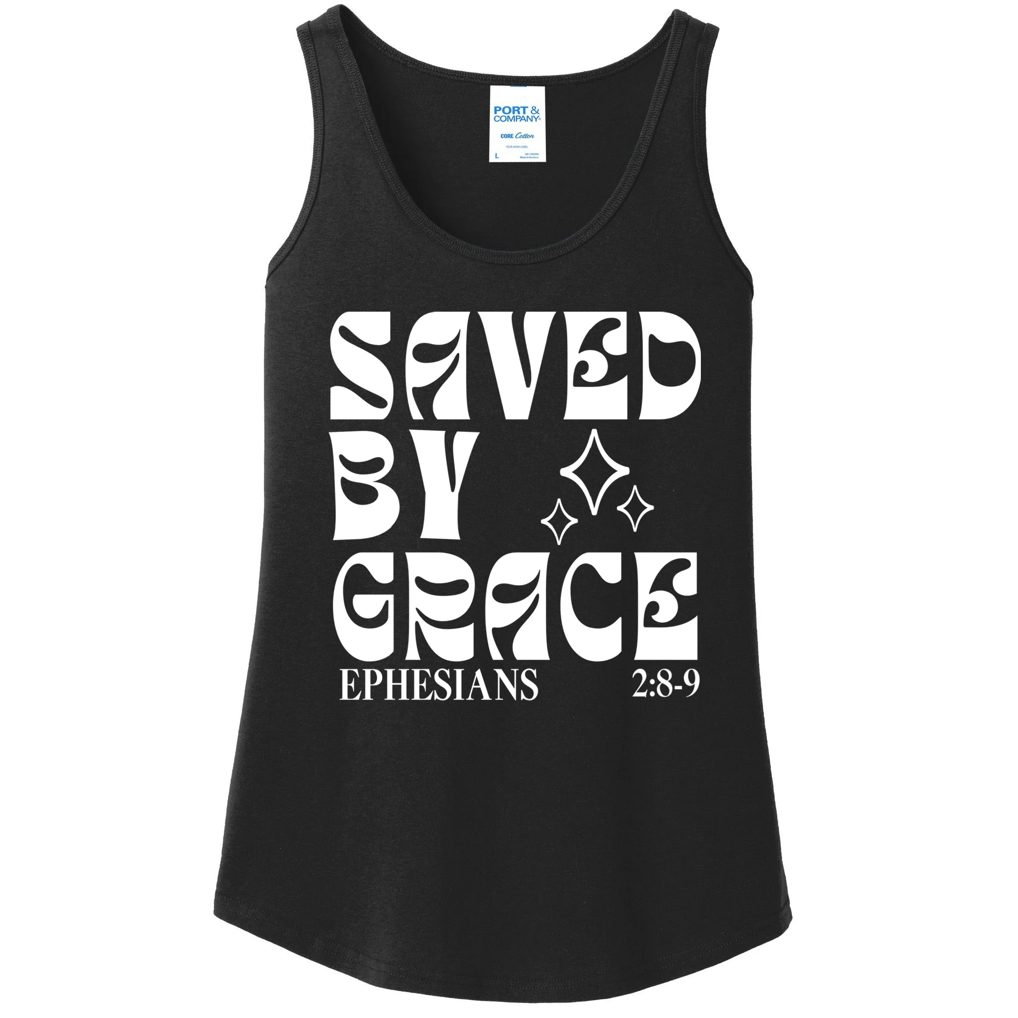 Saved By Grace Cute Custom Verses Bible Book Chapter Verses Women's Tank Top - Front