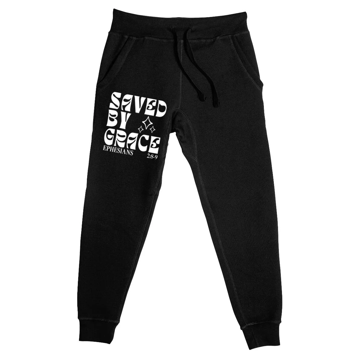 Saved By Grace Cute Custom Verses Bible Book Chapter Verses Men's Sweatpants Front