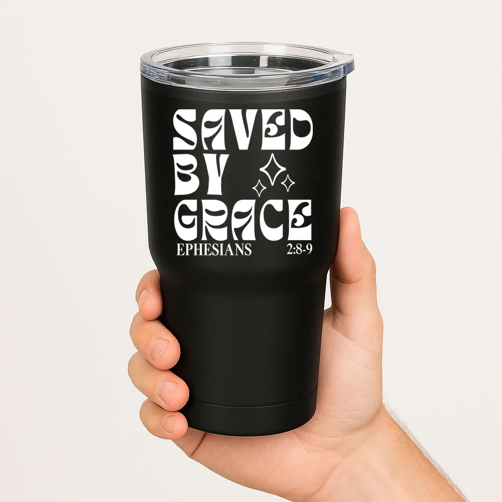 Saved By Grace Cute Custom Verses Bible Book Chapter Verses 20oz Tumbler - Front 1