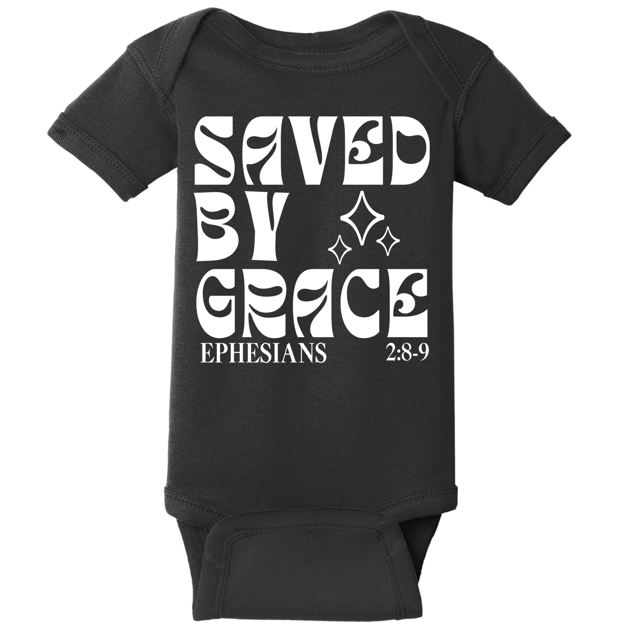 Saved By Grace Cute Custom Verses Bible Book Chapter Verses Baby Bodysuit - Front