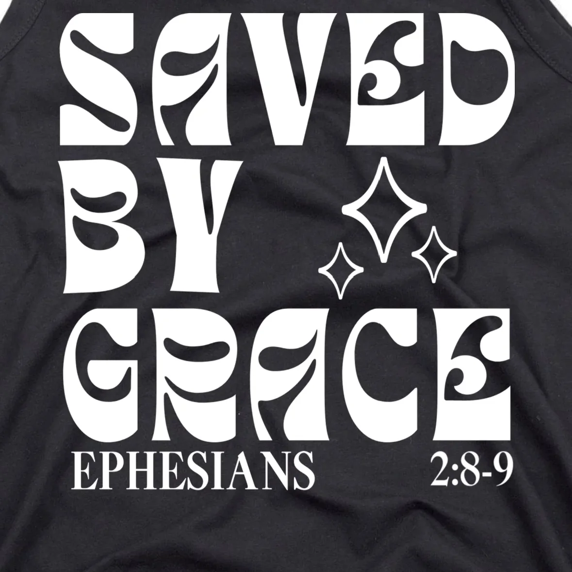 Saved By Grace Cute Custom Verses Bible Book Chapter Verses Tank Top - Front - Close-up