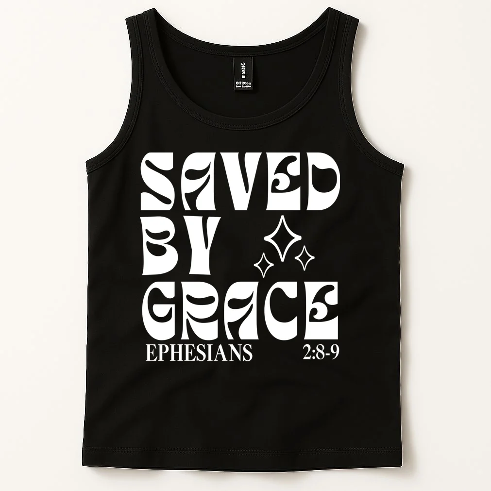 Saved By Grace Cute Custom Verses Bible Book Chapter Verses Tank Top - Front 1