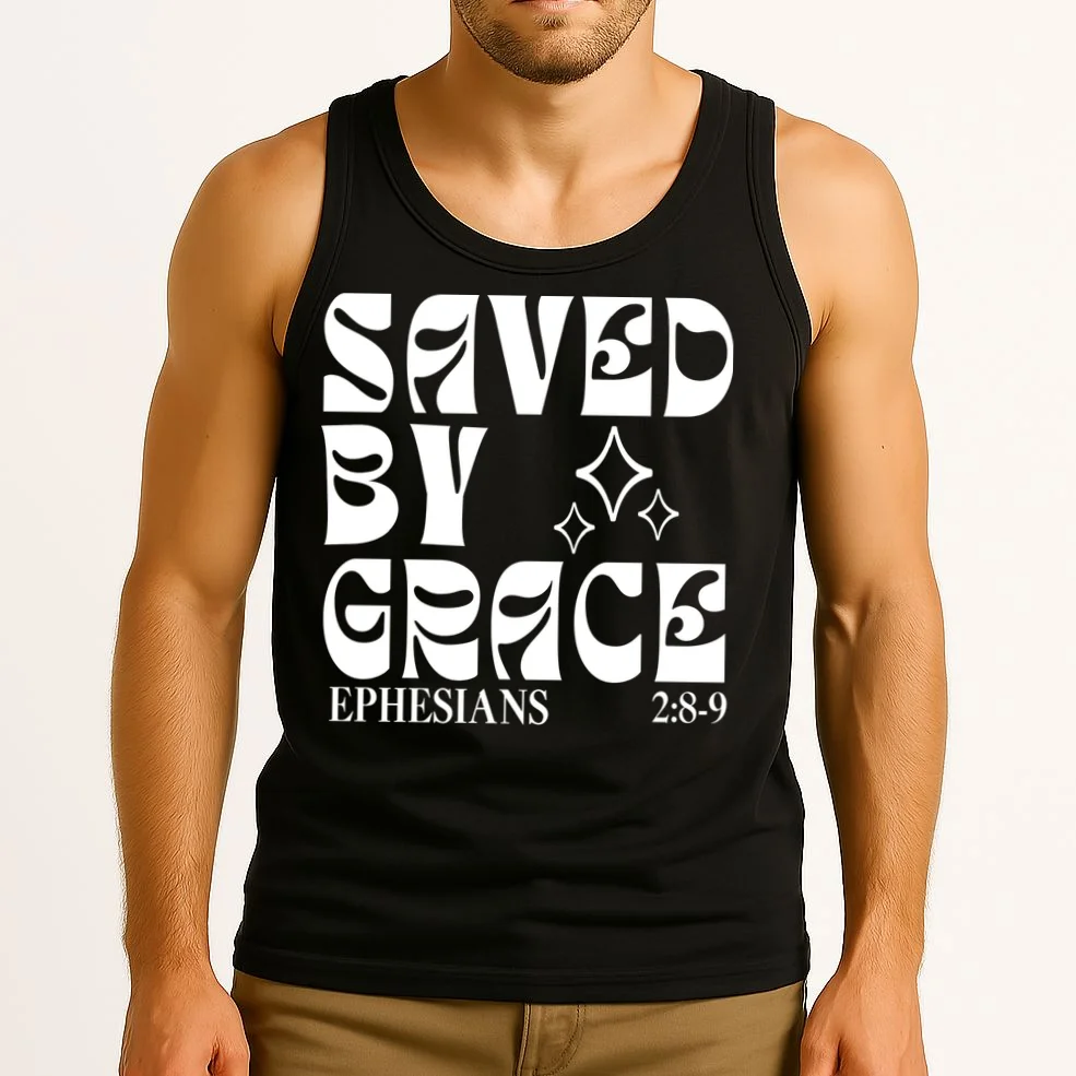 Saved By Grace Cute Custom Verses Bible Book Chapter Verses Tank Top - Front 2