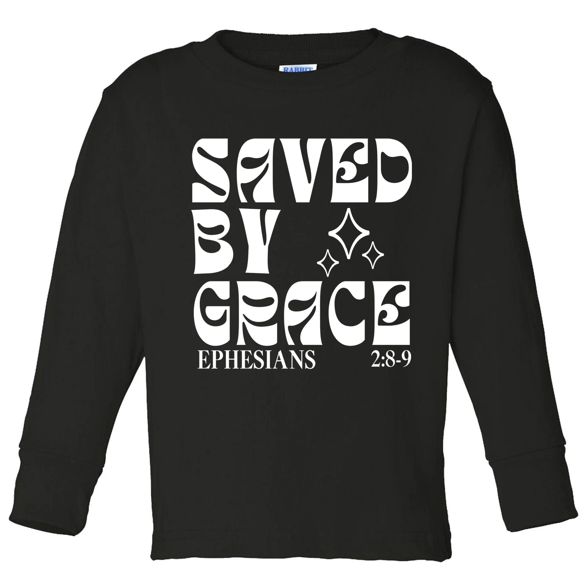 Saved By Grace Cute Custom Verses Bible Book Chapter Verses Toddler Long Sleeve Shirt Front