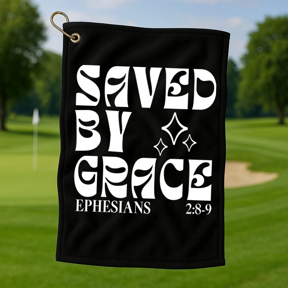 Saved By Grace Cute Custom Verses Bible Book Chapter Verses Golf Towel - Front 1