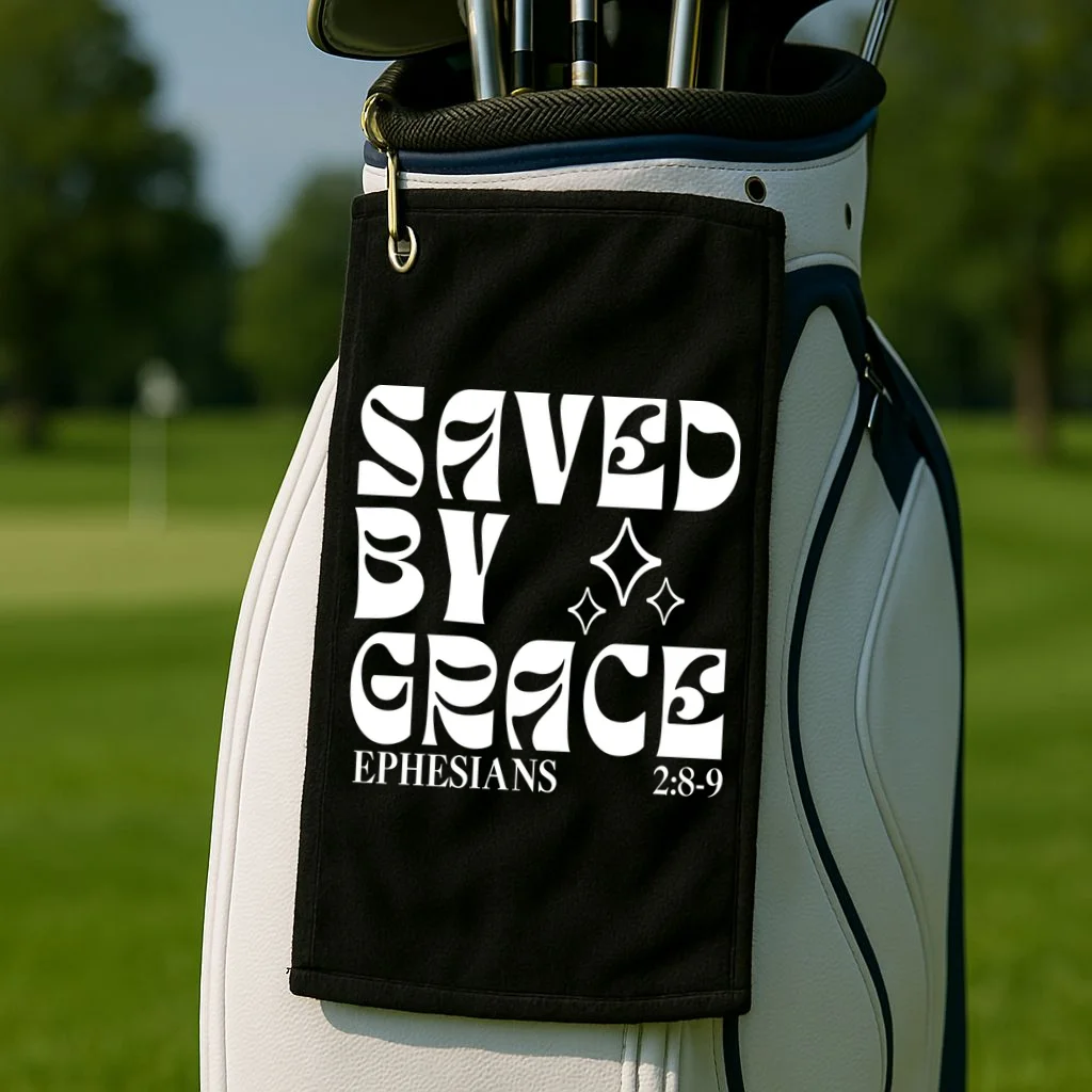 Saved By Grace Cute Custom Verses Bible Book Chapter Verses Golf Towel - Front 2