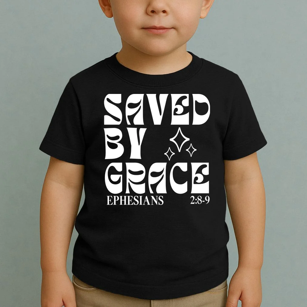 Saved By Grace Cute Custom Verses Bible Book Chapter Verses Toddler T-Shirt - Front 1