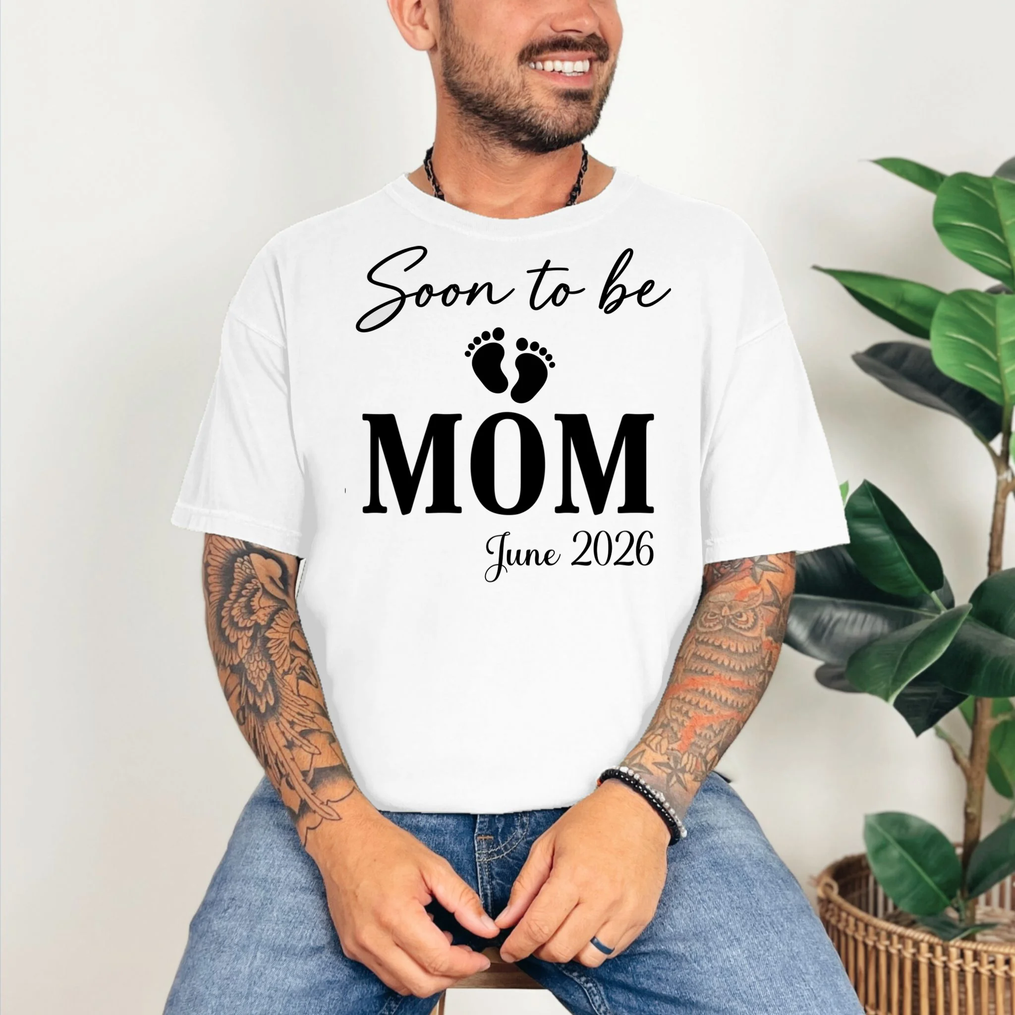 Soon to Be Mom & Dad Personalized Pregnancy Announcement Gift - Custom Baby Announcement Design Comfort Colors Unisex T-Shirt - Front 2