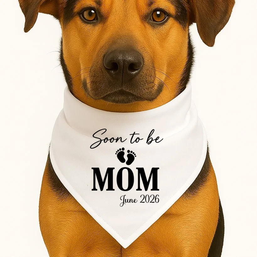 Soon to Be Mom & Dad Personalized Pregnancy Announcement Gift - Custom Baby Announcement Design Dog Bandana - Front 1