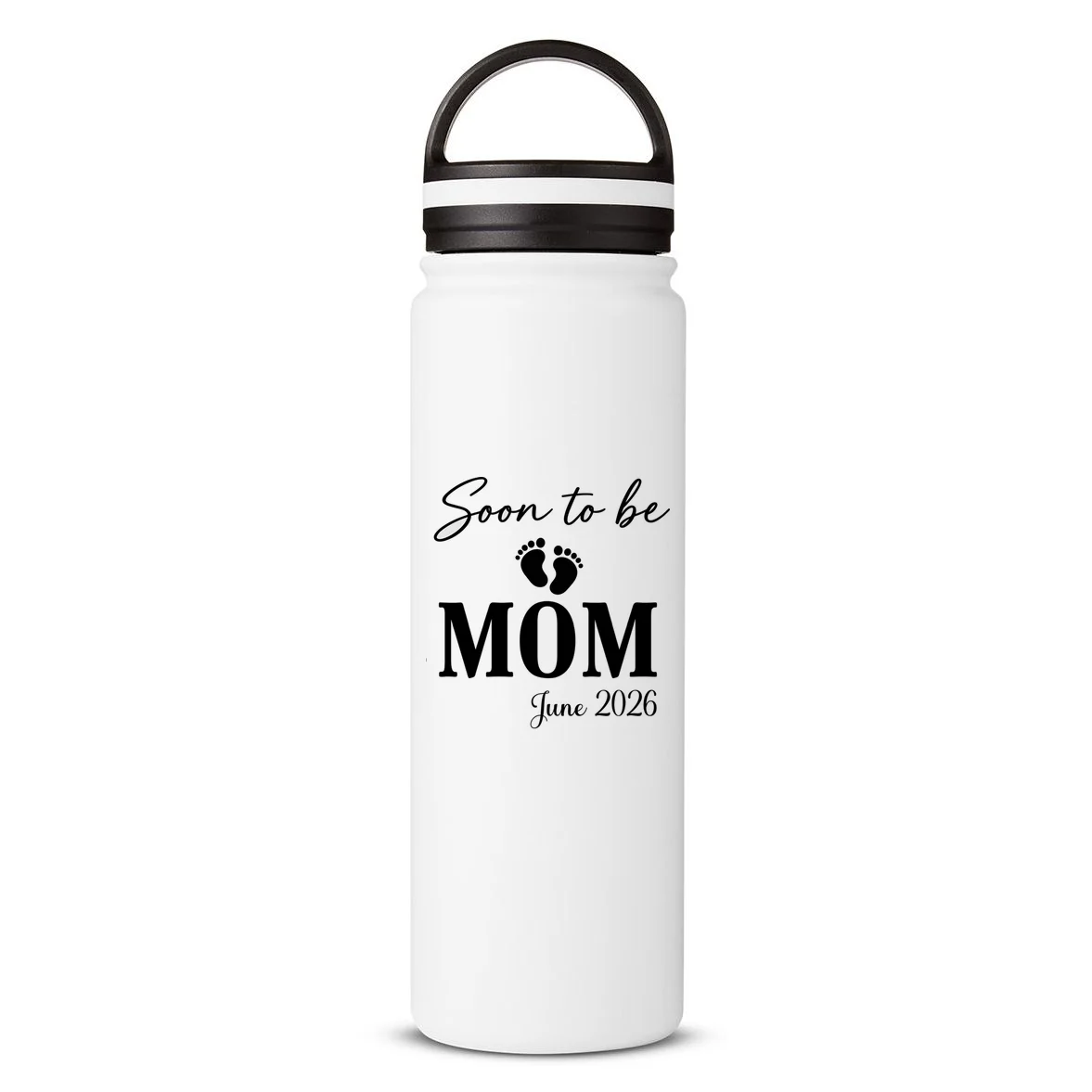 Soon to Be Mom & Dad Personalized Pregnancy Announcement Gift - Custom Baby Announcement Design 24oz Water Bottle Front