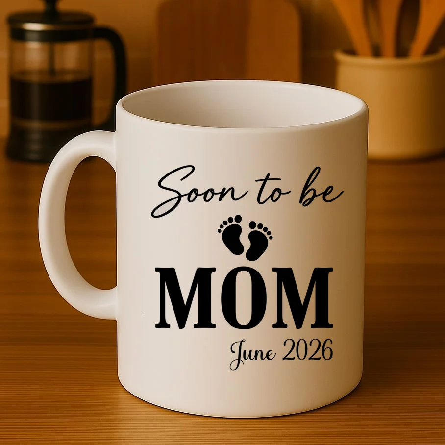 Soon to Be Mom & Dad Personalized Pregnancy Announcement Gift - Custom Baby Announcement Design Mug - Front 3