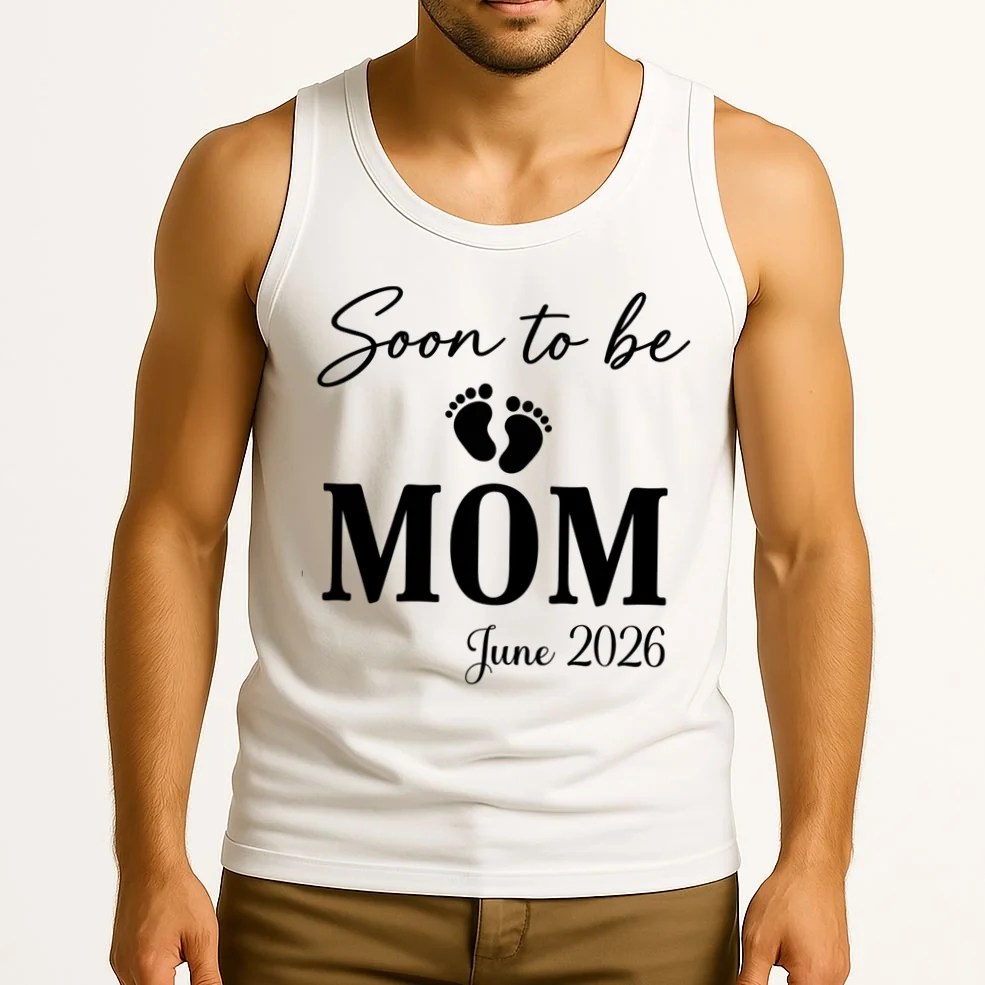 Soon to Be Mom & Dad Personalized Pregnancy Announcement Gift - Custom Baby Announcement Design Men's Tank Top - Front 2