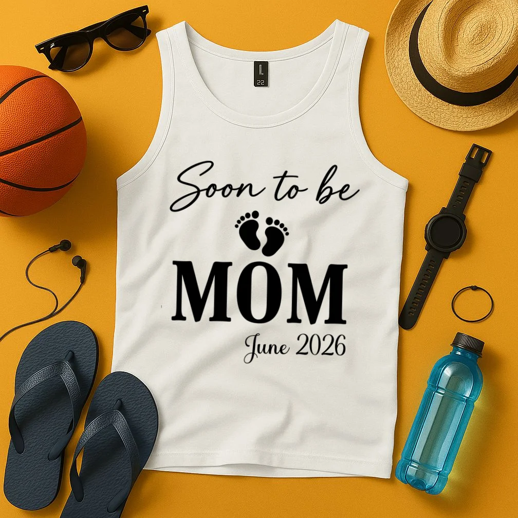 Soon to Be Mom & Dad Personalized Pregnancy Announcement Gift - Custom Baby Announcement Design Men's Tank Top - Front 3