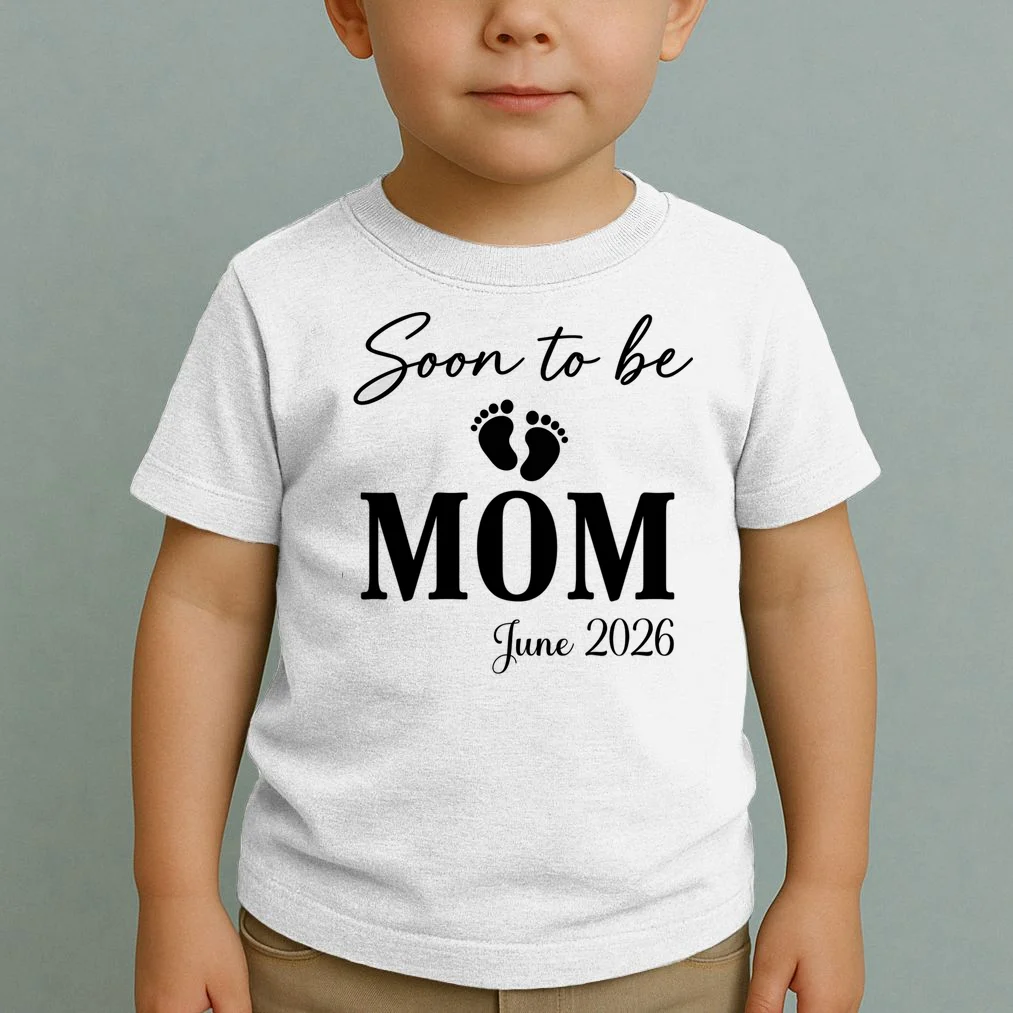Soon to Be Mom & Dad Personalized Pregnancy Announcement Gift - Custom Baby Announcement Design Toddler T-Shirt - Front 1