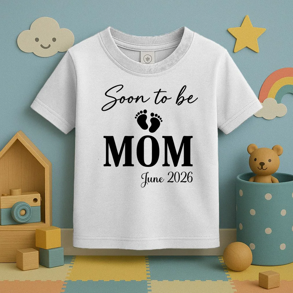Soon to Be Mom & Dad Personalized Pregnancy Announcement Gift - Custom Baby Announcement Design Toddler T-Shirt - Front 2