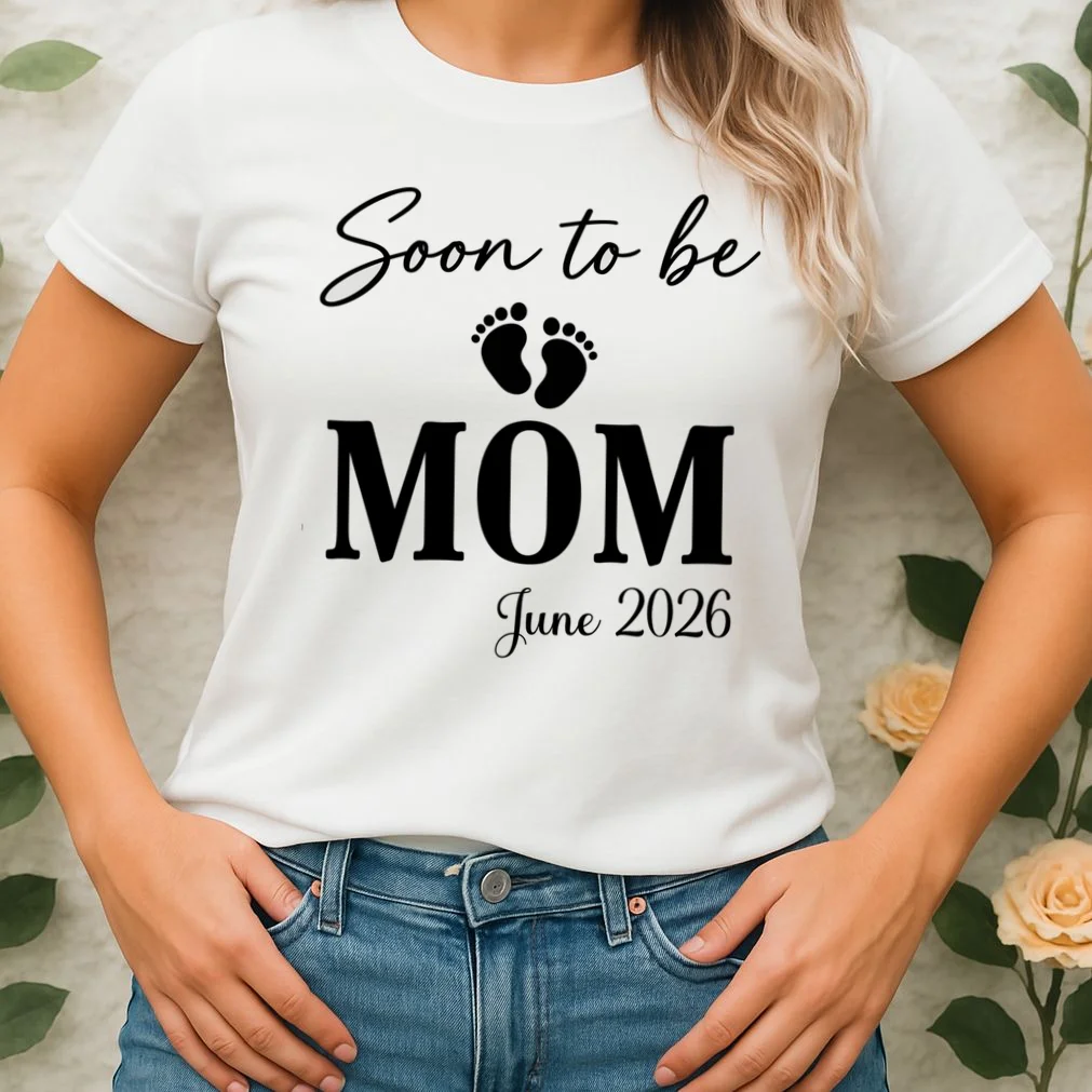 Soon to Be Mom & Dad Personalized Pregnancy Announcement Gift - Custom Baby Announcement Design Women's T-Shirt - Front 1