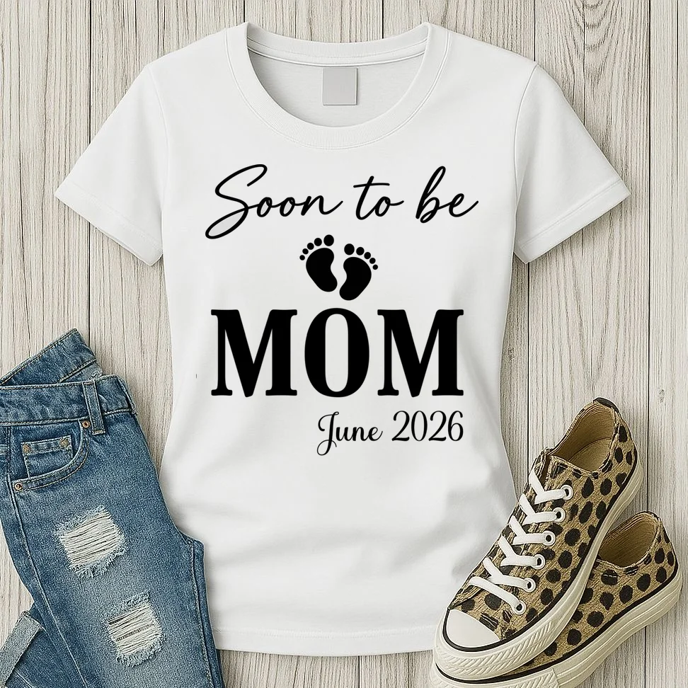 Soon to Be Mom & Dad Personalized Pregnancy Announcement Gift - Custom Baby Announcement Design Women's T-Shirt - Front 2
