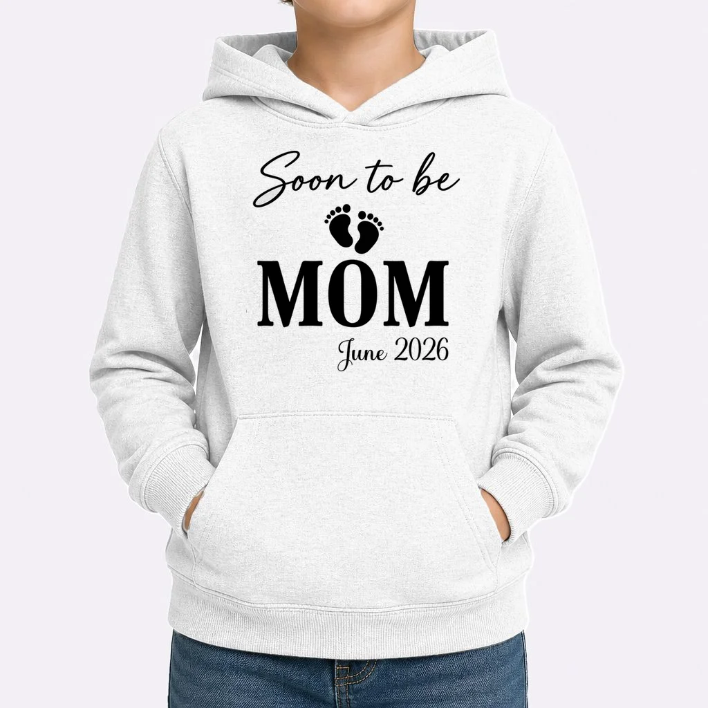 Soon to Be Mom & Dad Personalized Pregnancy Announcement Gift - Custom Baby Announcement Design Kids Hoodie - Front 1