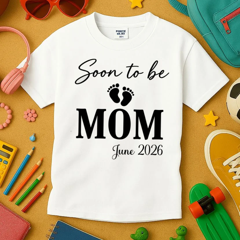 Soon to Be Mom & Dad Personalized Pregnancy Announcement Gift - Custom Baby Announcement Design Kids T-Shirt - Front 2