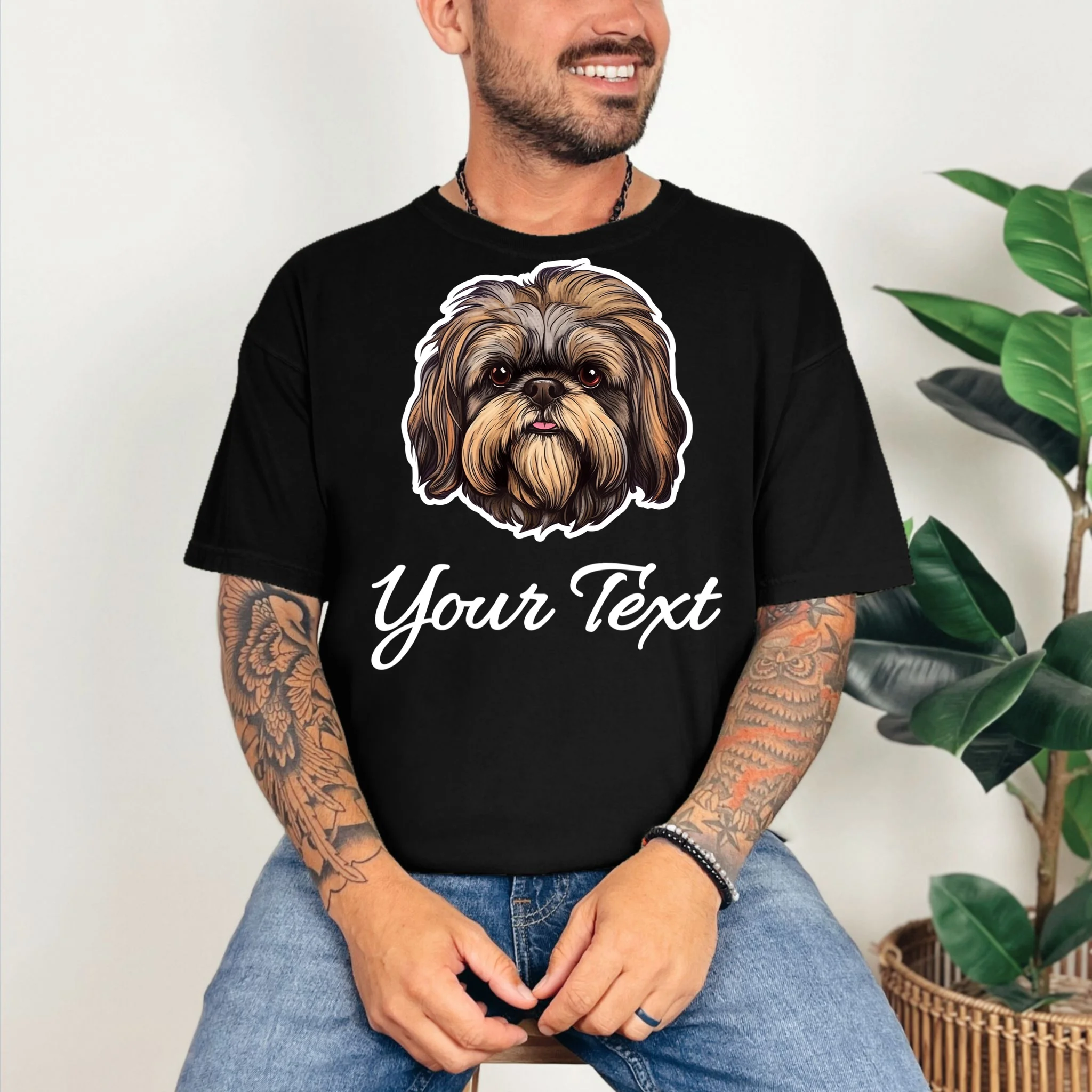 Shih Tzu Dog Custom Personalized Name Text T-Shirt - Front 2