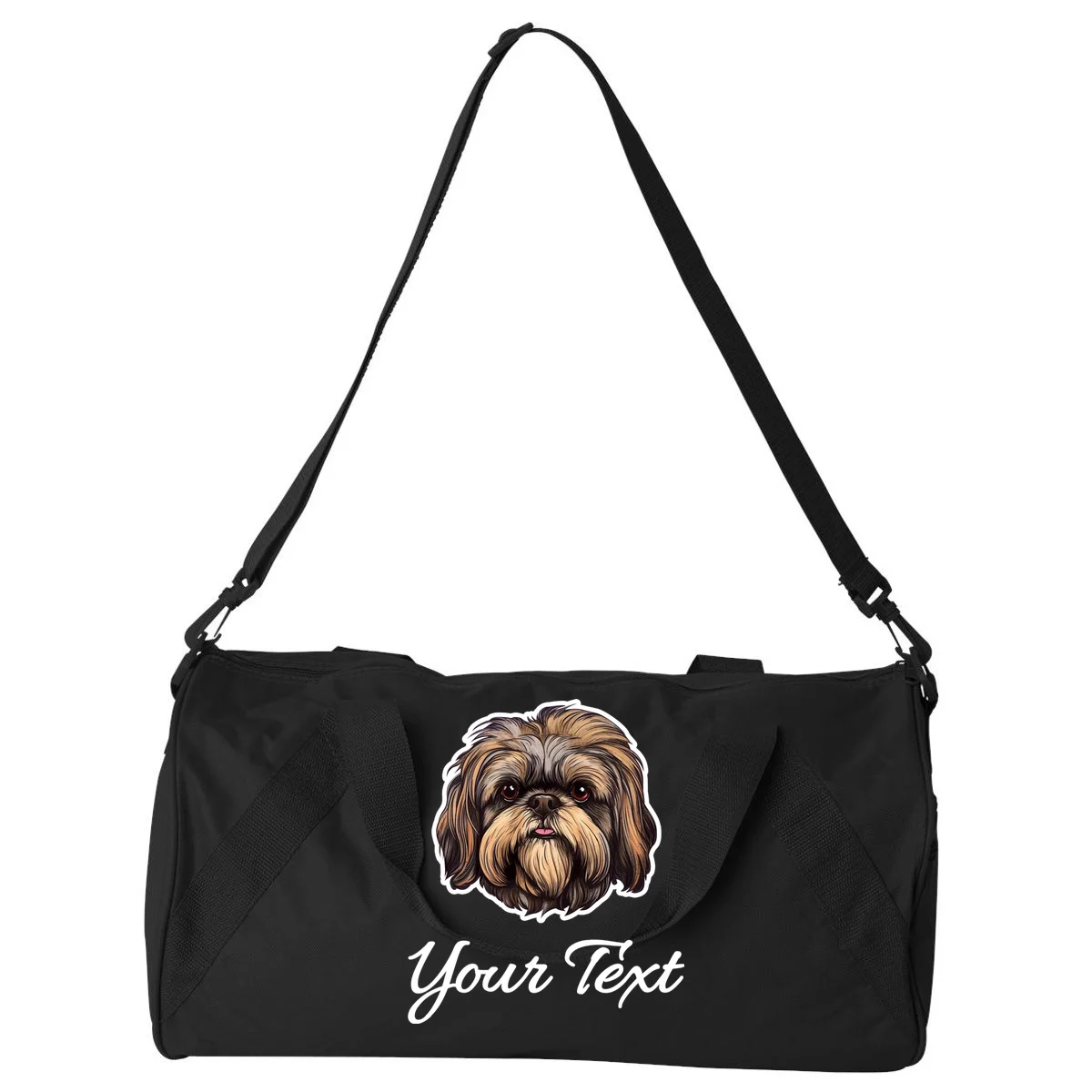 Shih Tzu Dog Custom Personalized Name Text Duffel Bag - Front