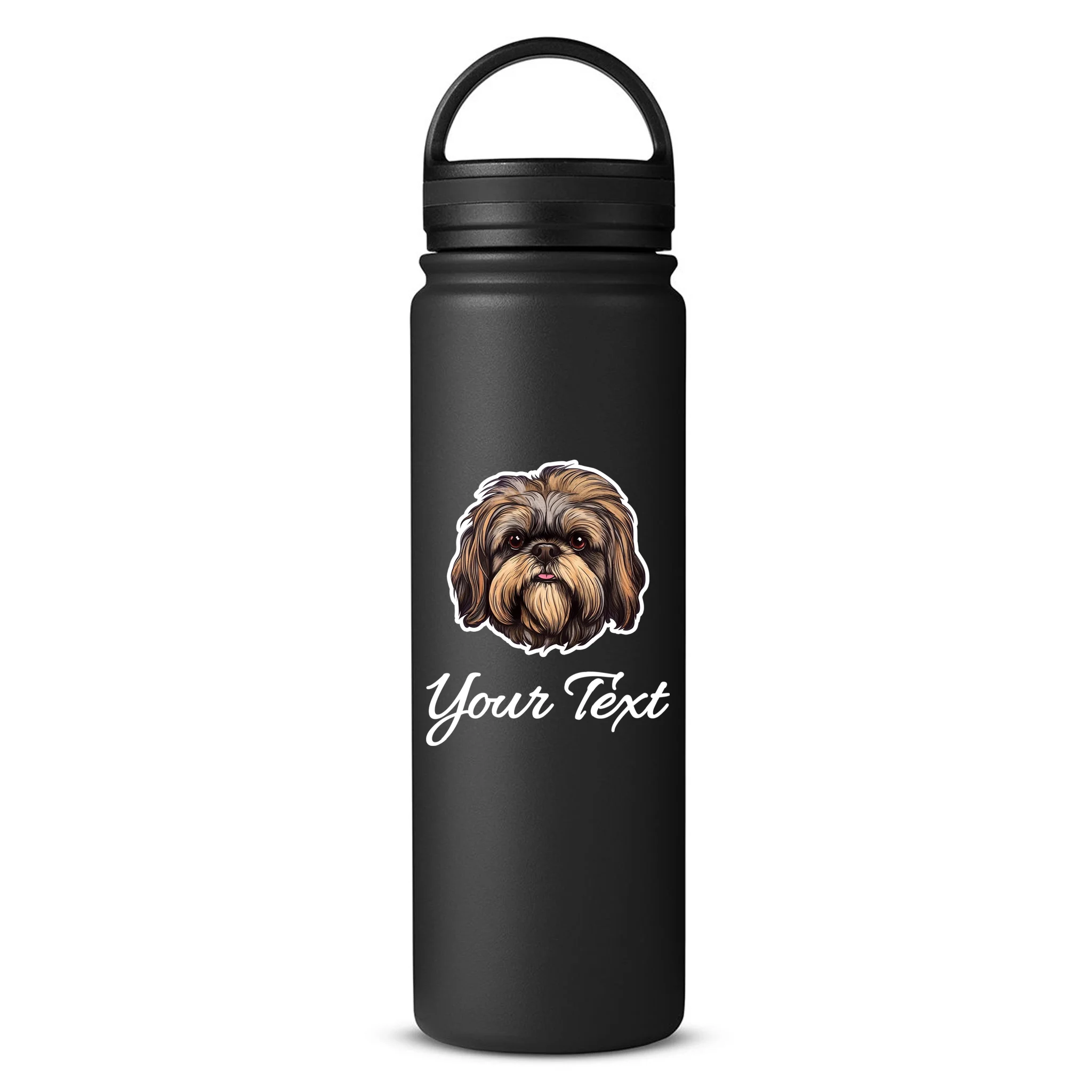 Shih Tzu Dog Custom Personalized Name Text 24oz Water Bottle - Front