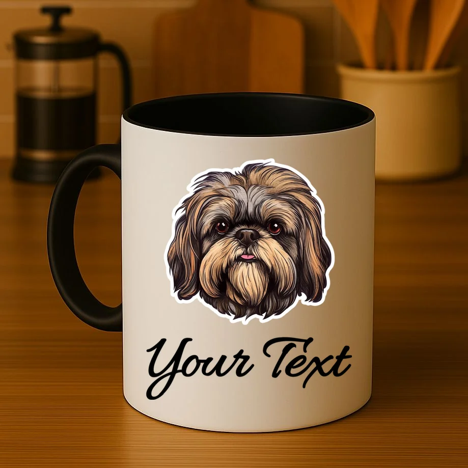 Shih Tzu Dog Custom Personalized Name Text Coffee Mug - Front 3