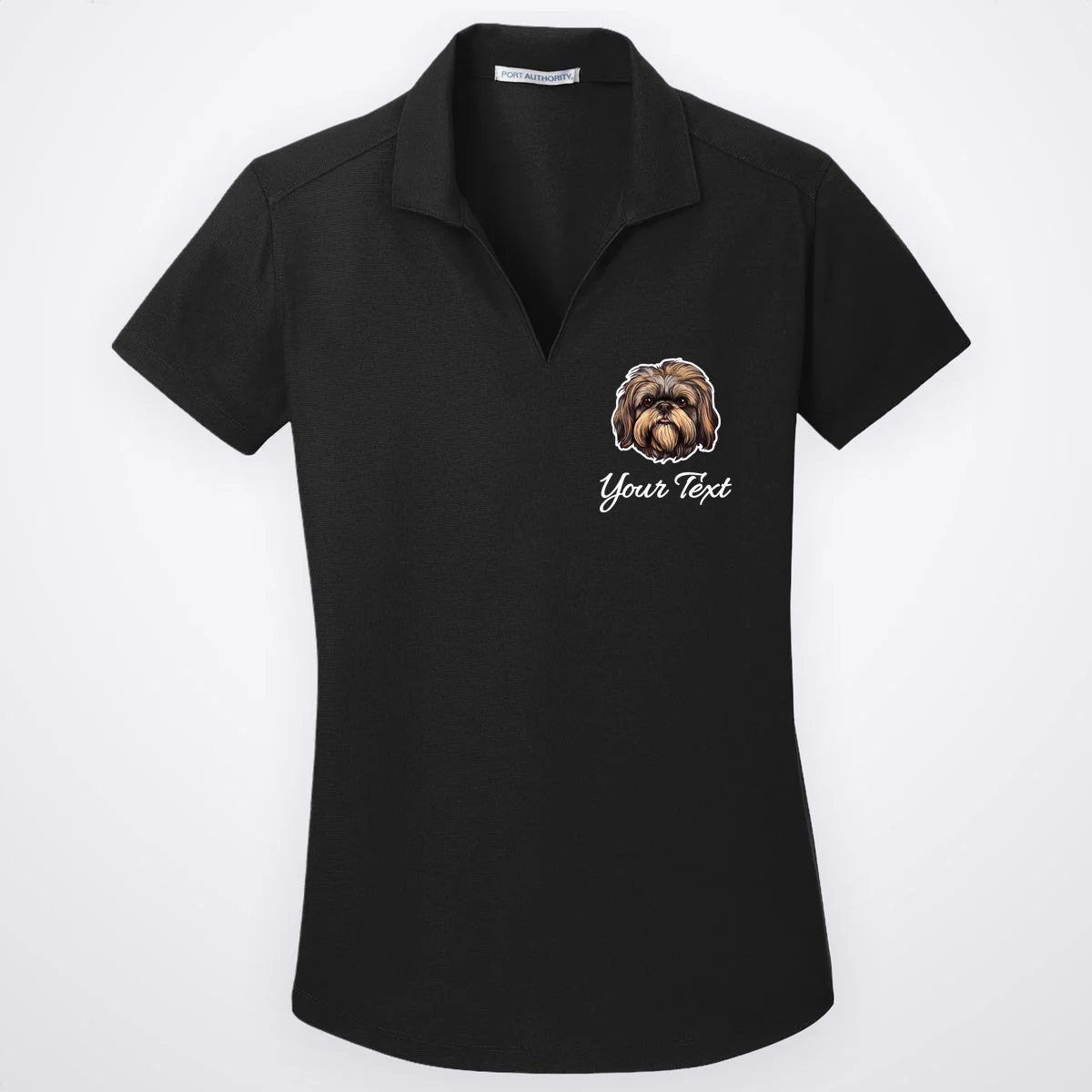 Shih Tzu Dog Custom Personalized Name Text Women's Polo - Front