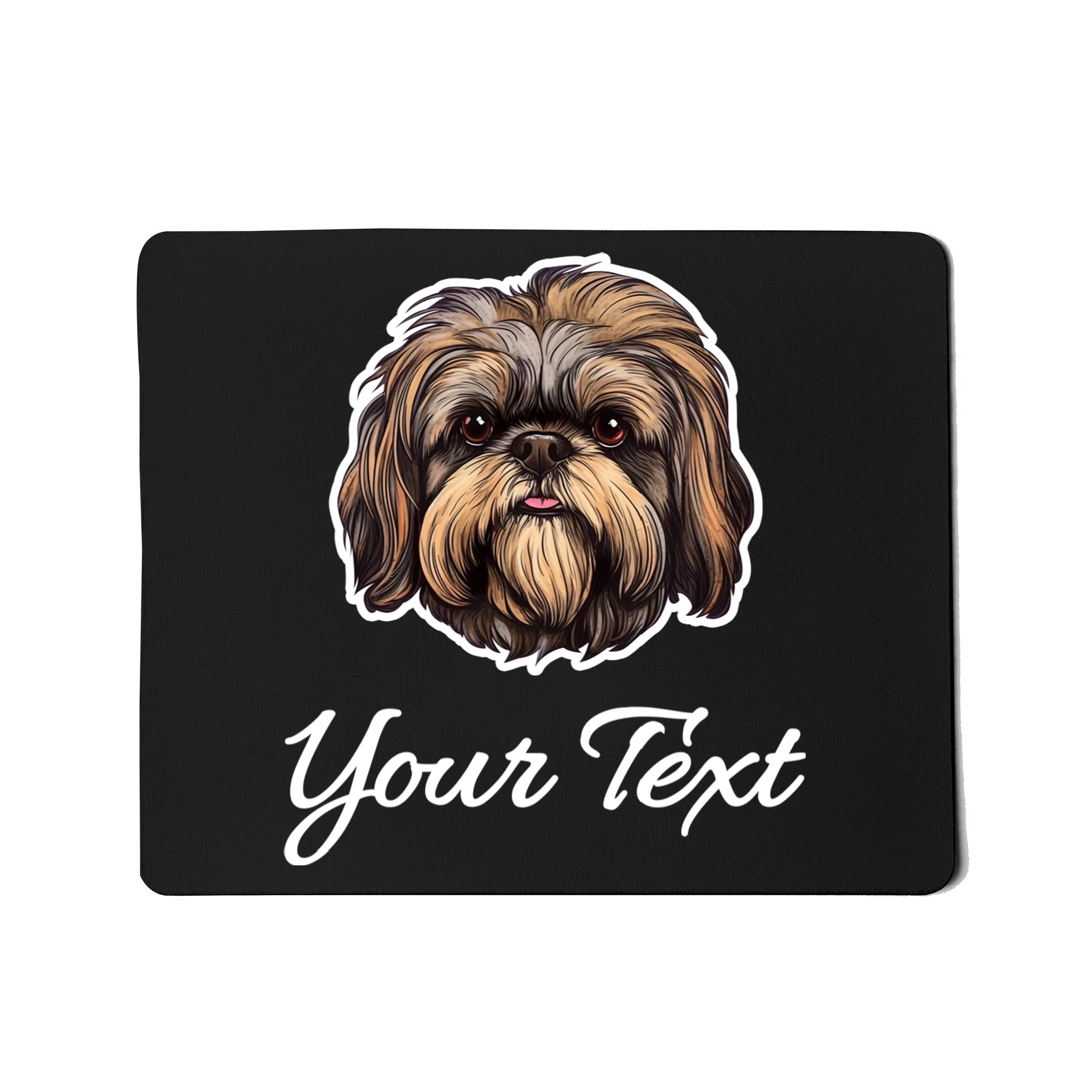 Shih Tzu Dog Custom Personalized Name Text Mouse Pad - Front