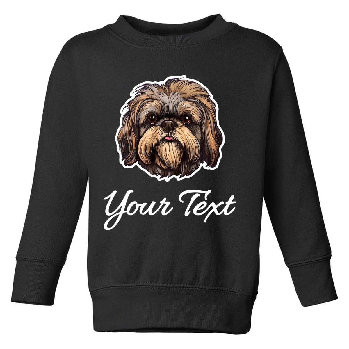 Shih Tzu Dog Custom Personalized Name Text Toddler Sweatshirt - Front