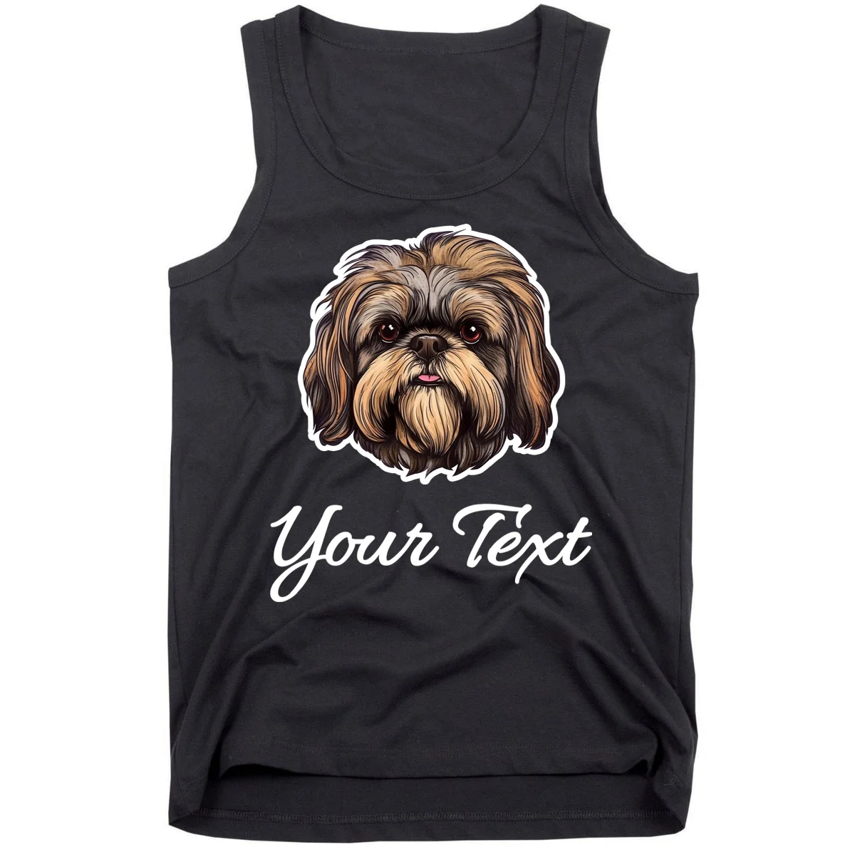 Shih Tzu Dog Custom Personalized Name Text Tank Top - Front