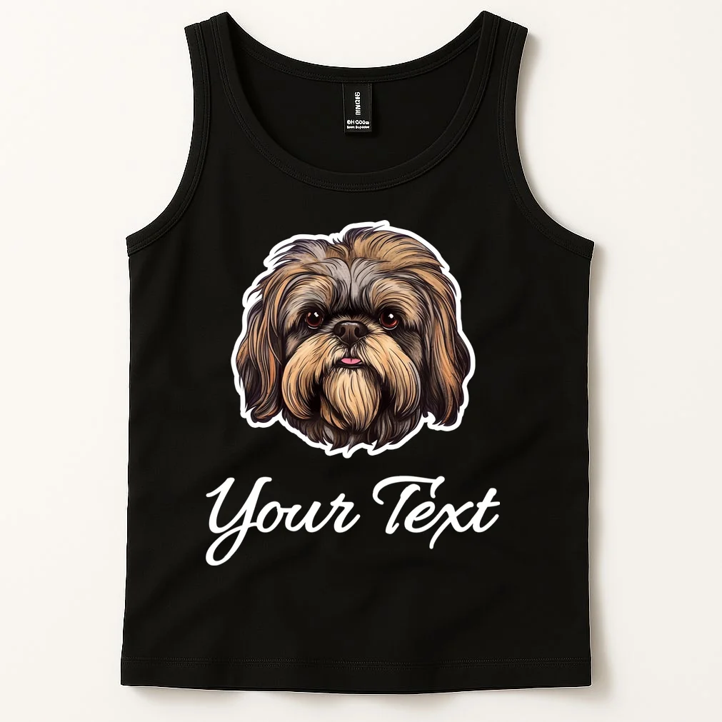 Shih Tzu Dog Custom Personalized Name Text Tank Top - Front 1