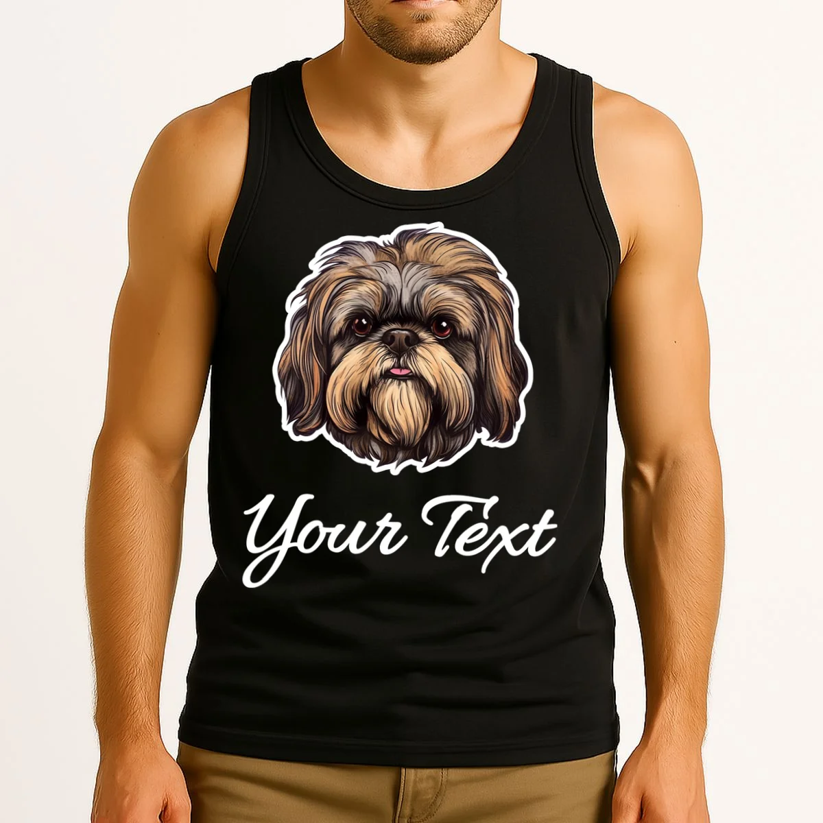 Shih Tzu Dog Custom Personalized Name Text Tank Top - Front 2
