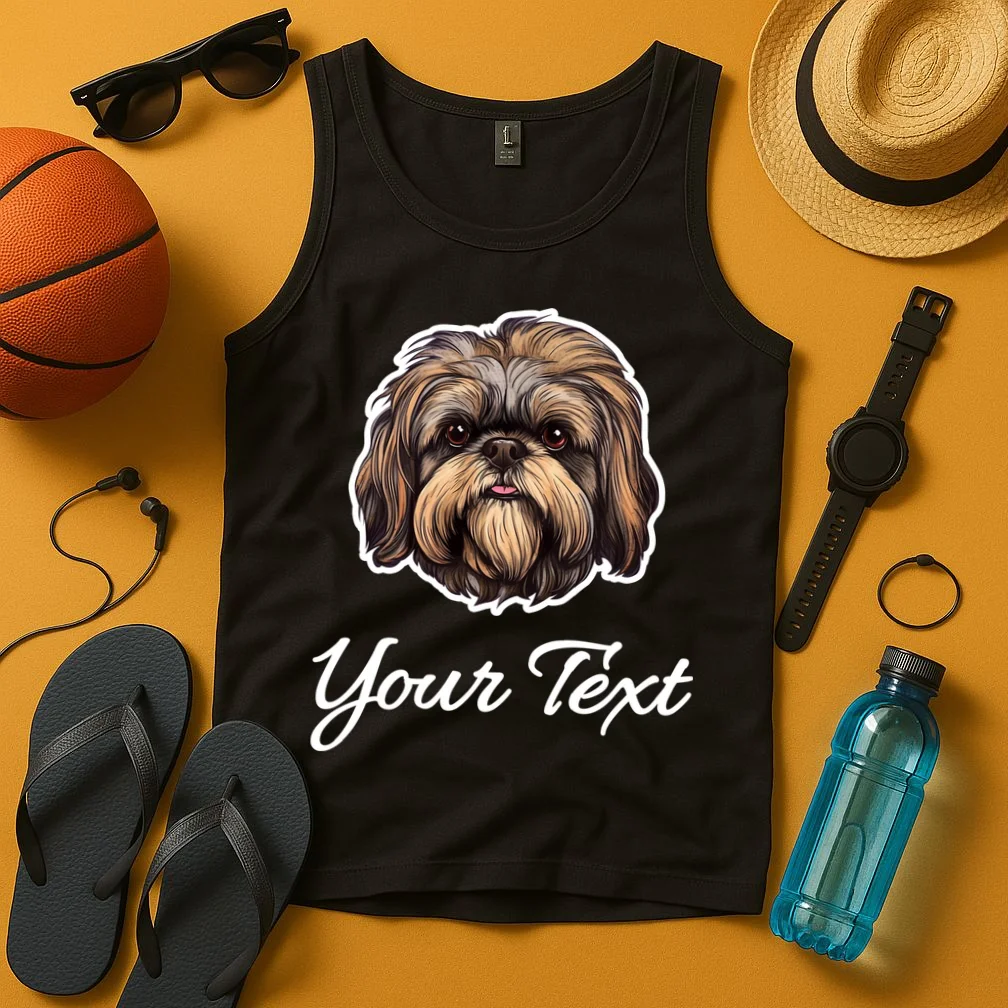Shih Tzu Dog Custom Personalized Name Text Tank Top - Front 3