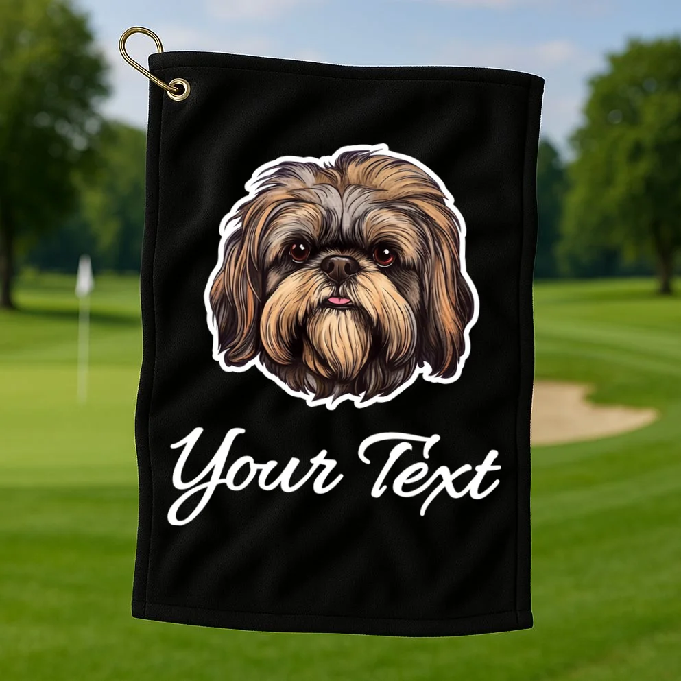 Shih Tzu Dog Custom Personalized Name Text Golf Towel - Front 1
