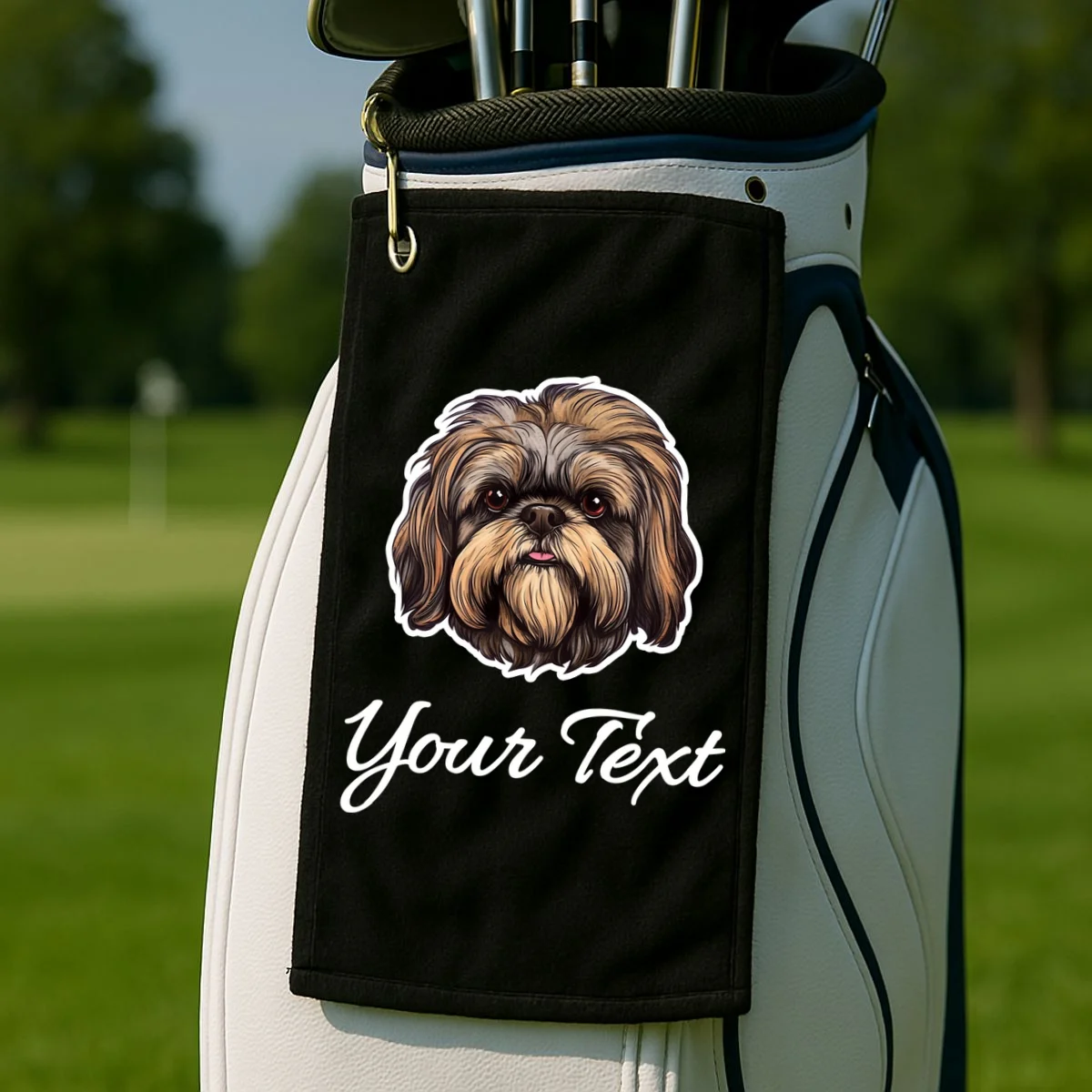 Shih Tzu Dog Custom Personalized Name Text Golf Towel - Front 2
