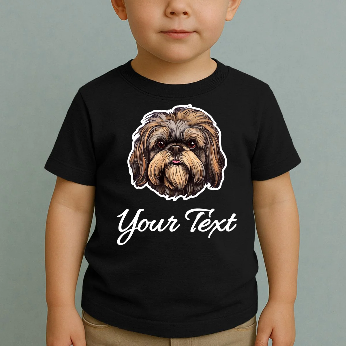 Shih Tzu Dog Custom Personalized Name Text Toddler T-Shirt - Front 1