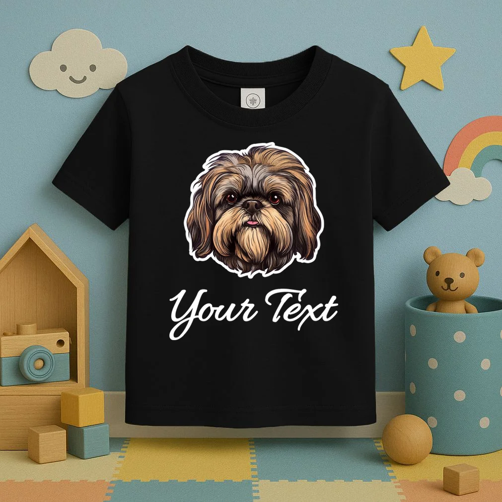 Shih Tzu Dog Custom Personalized Name Text Toddler T-Shirt - Front 2