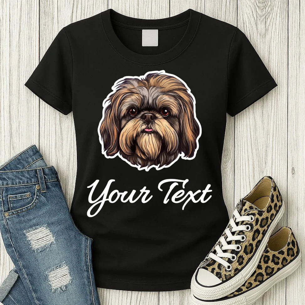 Shih Tzu Dog Custom Personalized Name Text Women's T-Shirt - Front 2