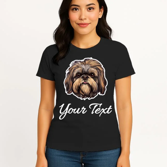 Shih Tzu Dog Custom Personalized Name Text Women's T-Shirt - Front 3